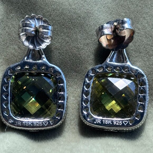 DAVID YURMAN STYLE 18k Gold & Green Amethyst Statement Earrings - Picture 3 of 6